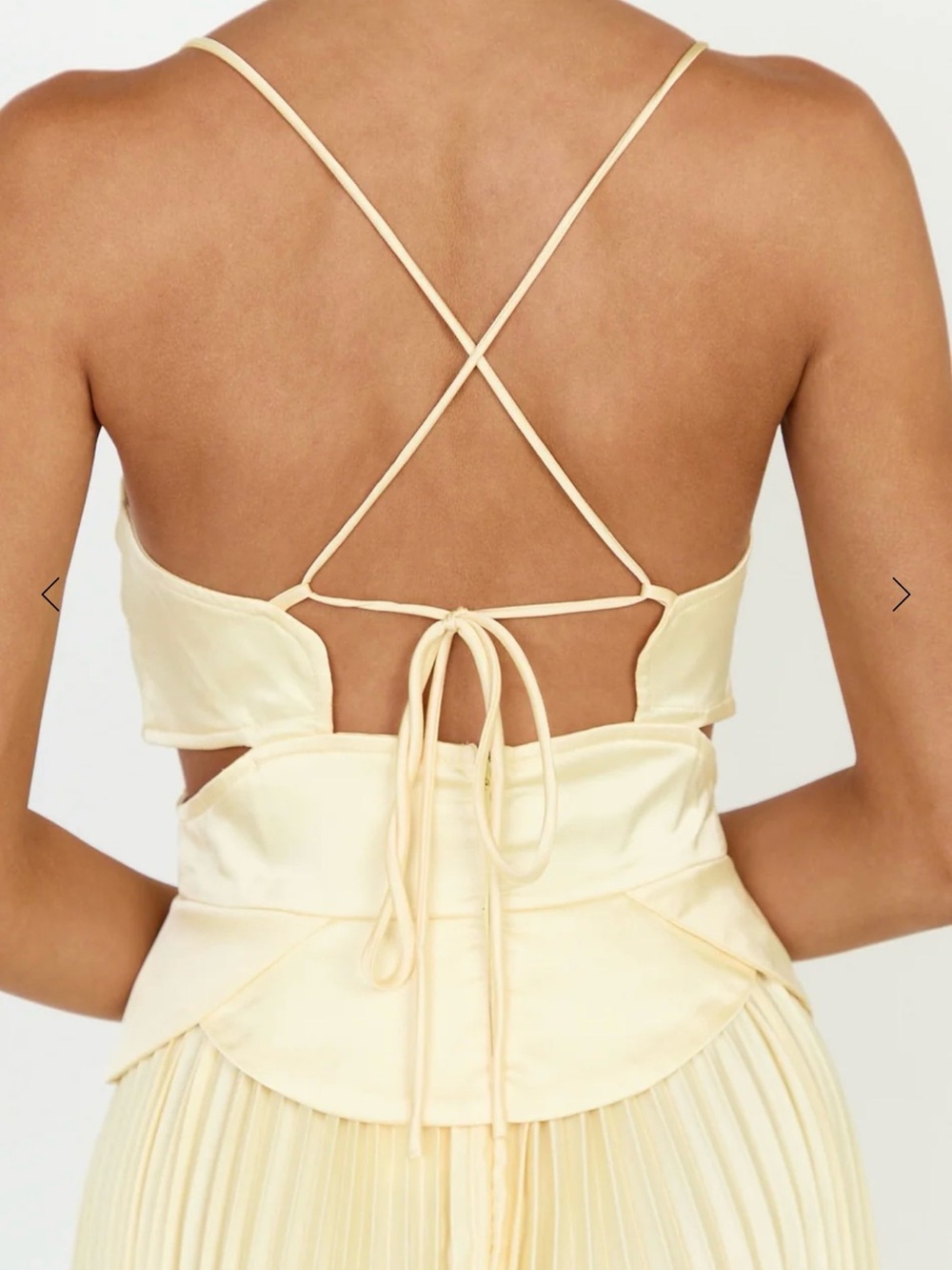 Hello Molly Pale Yellow Pleated Maxi Dress with Spaghetti Straps - Picture 3 of 4